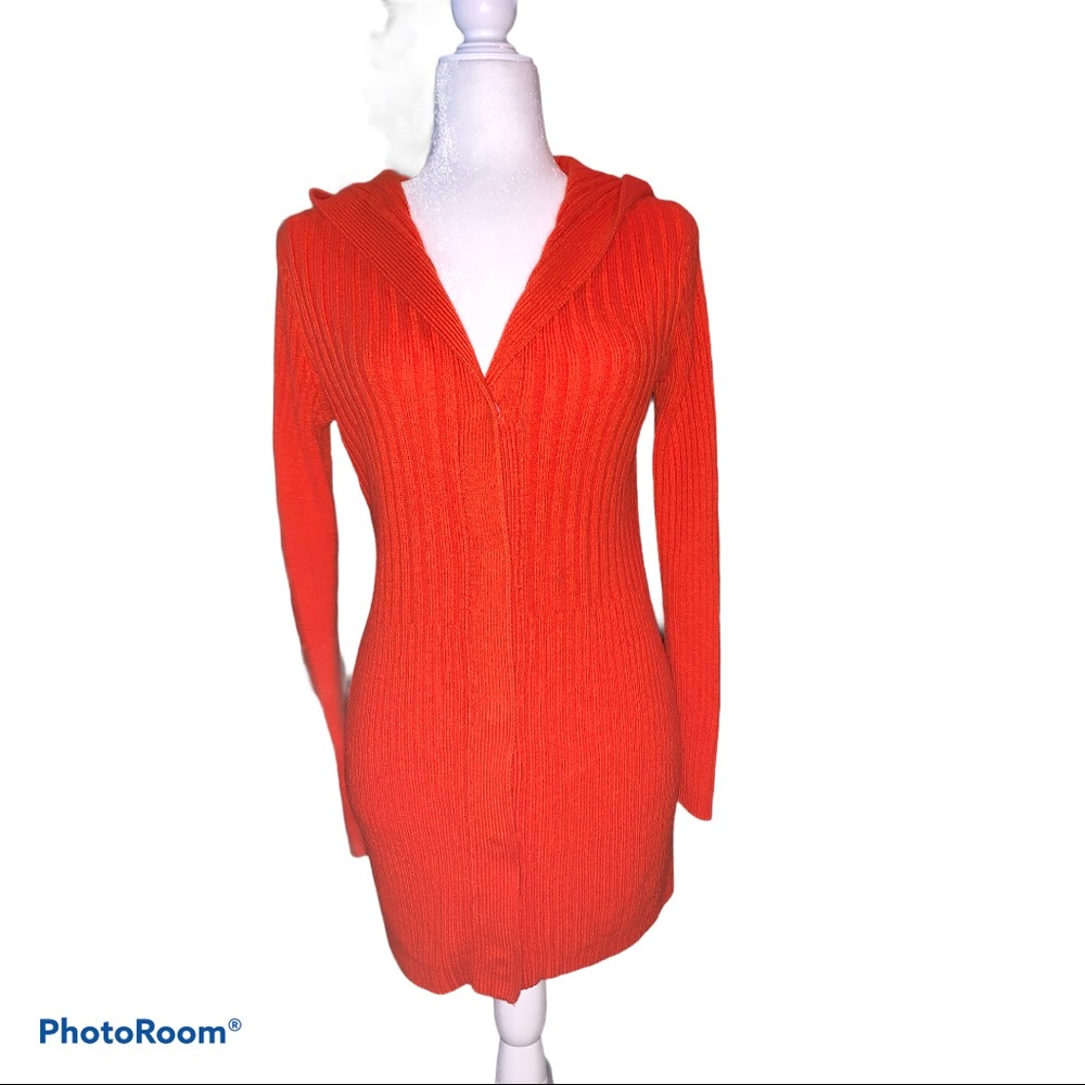 New York & Co. Hooded Orange button up Cardigan